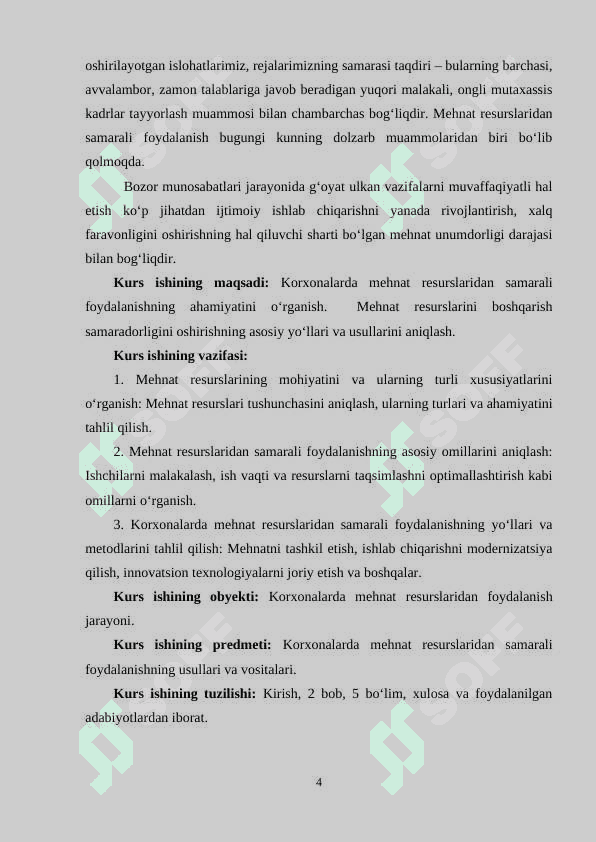 MEHNAT RESURSLARIDAN FOYDALANISH SAMARADORLIGINI OSHIRISH 4
