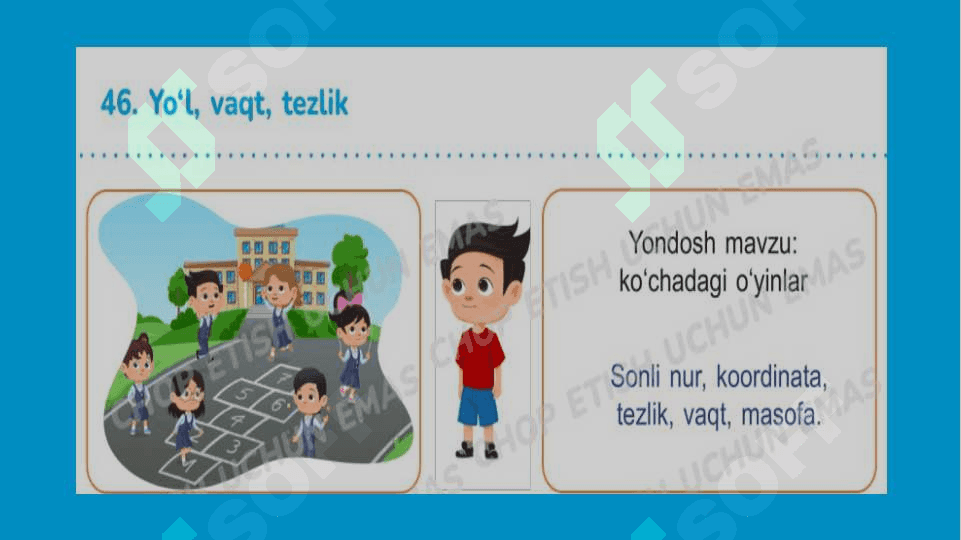 4- sinf matematika Yo'l, vaqt,tezlik 4