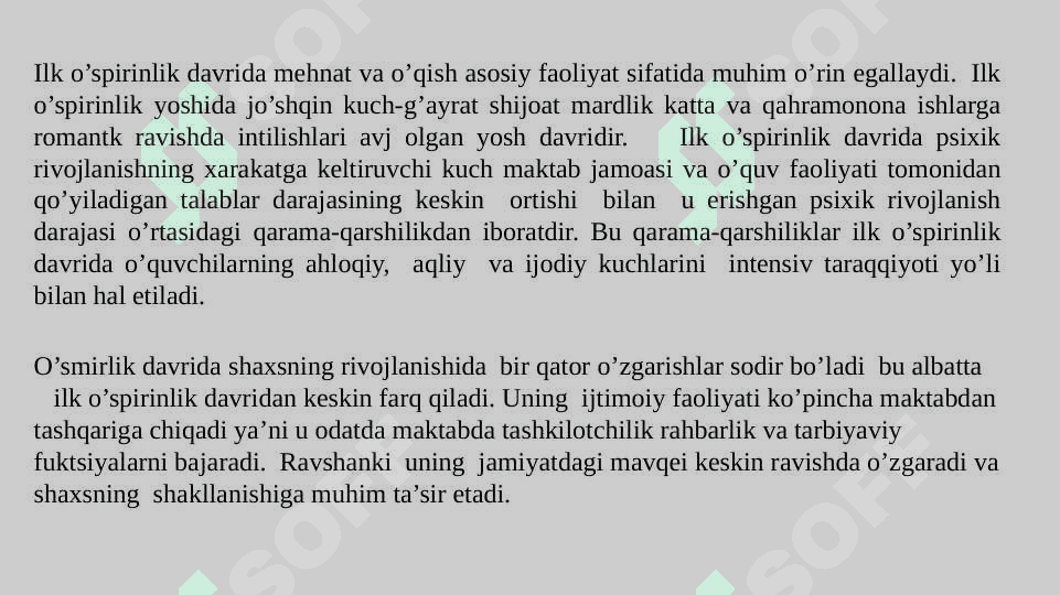 Ilk o’spirinlik davrining psixologik xususiyatlari 4