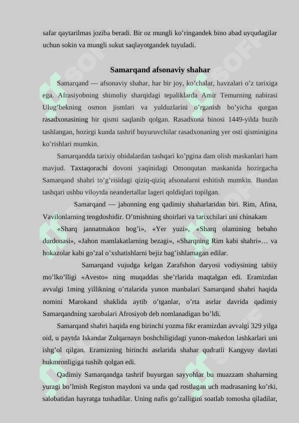O’zbekiston me’morchiligida tarixiy obidalar (Samarqand shaxridagi tarixiy obidalar haqida umumiy ma’lumot) 5