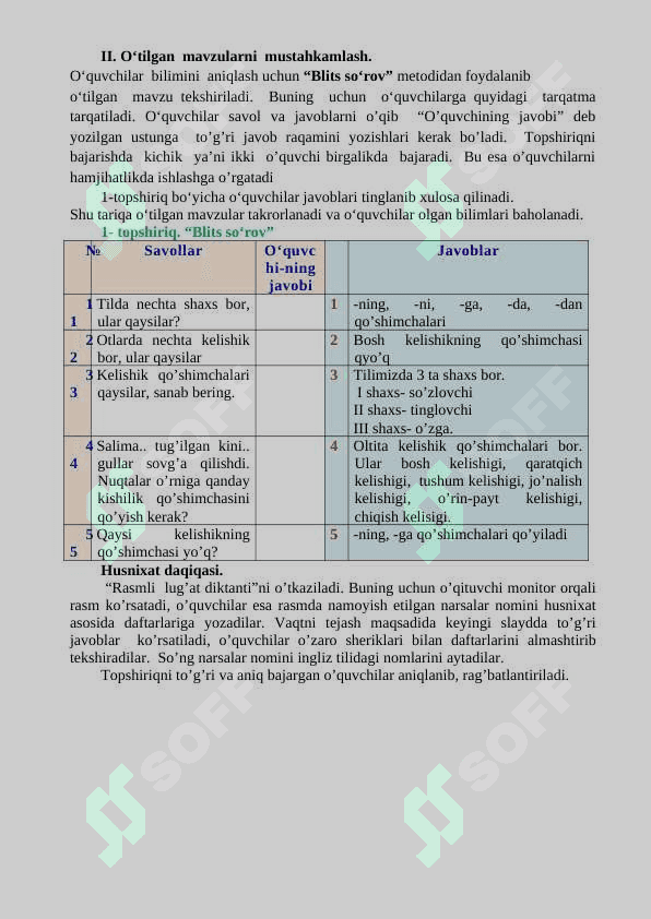 4-sinf kelishik qo'shimchaslar dars ishlanma 2
