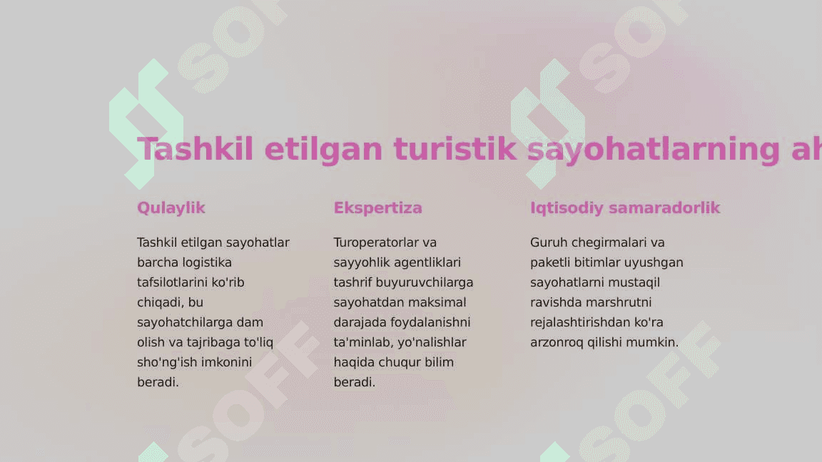 Xalqaro turizmda turistik sayohatlarni tashkil etish 2