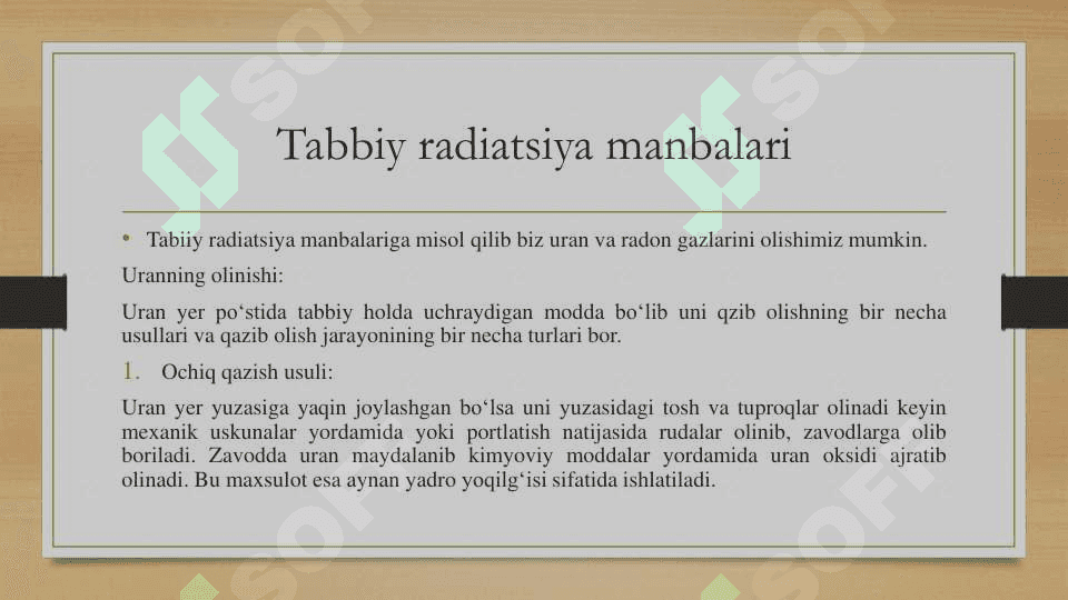 Tabiiy radiatsiya manbalari va ulardan himoya 2