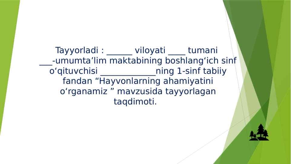 1-sinf tabiiy fandan “Hayvonlarning ahamiyatini o‘rganamiz