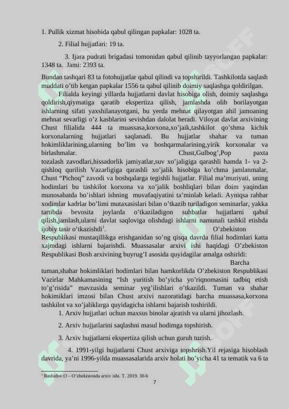 Namangan viloyati davlat arxivining shakllanishi tarixi 7