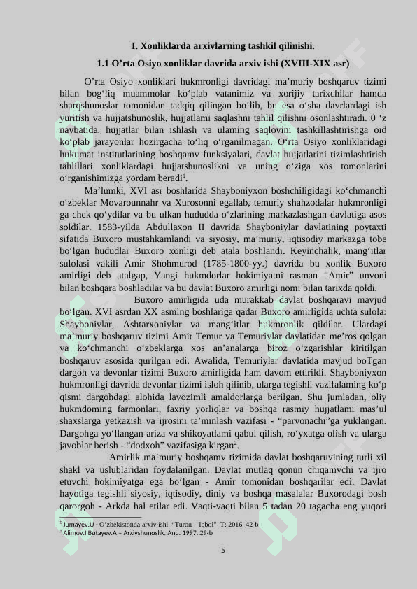 O’rta Osiyo xonliklari davrida arxiv ishi 5