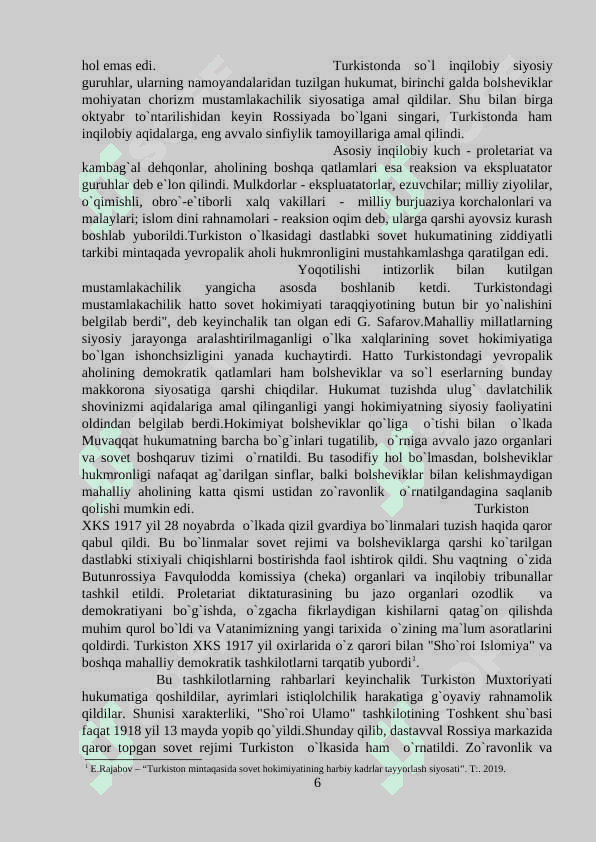 “TURKISTONDA BOLSHEVIKLAR HUKMRONLIGI VA UNING XONLIKLARGA TA’SIRI 6