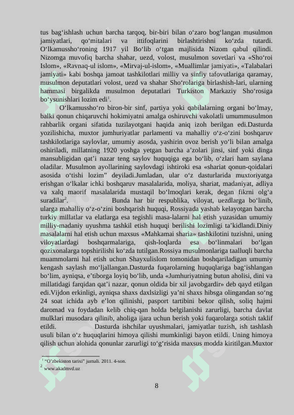 “TURKISTONDA BOLSHEVIKLAR HUKMRONLIGI VA UNING XONLIKLARGA TA’SIRI 8