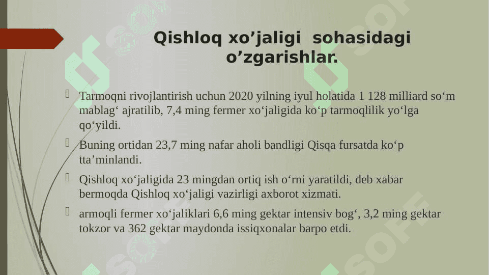 QISHLOQ XO‘JALIGI VA SANOAT SOHASIDAGI O'ZGARISHLAR 3