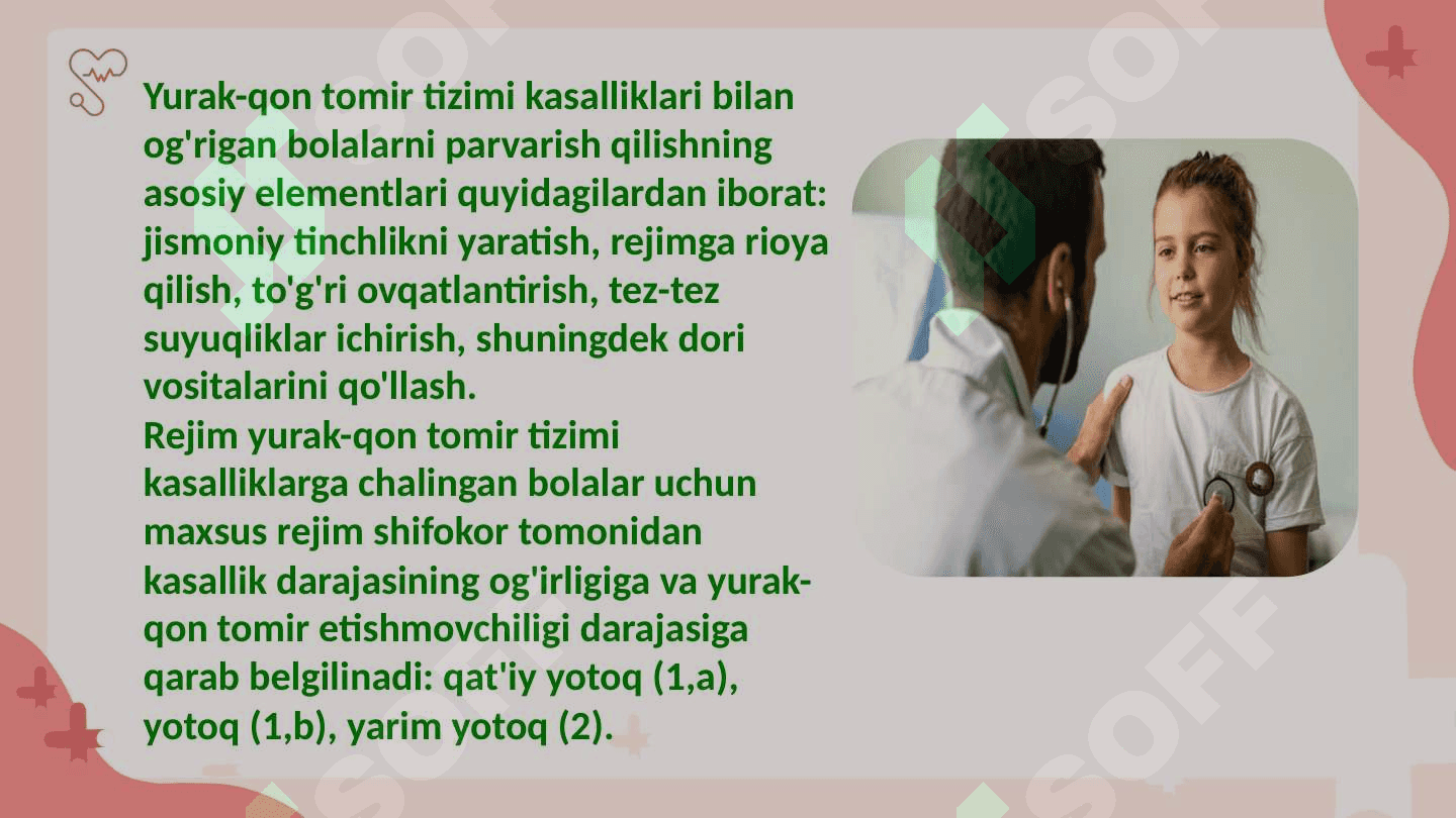 Yurak qon-tomir kasalliklarida bemor bolalarni nazorat qilish va parvarishlash 2
