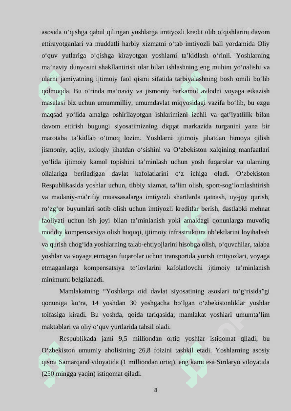 Yoshlarni qo'llab- quvvatlashda davlat siyosatining ahamiyati 8