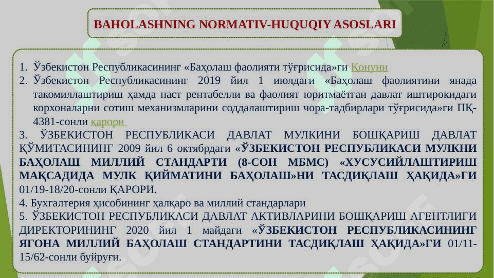 BUXGALTERIYA HISOBIDA  AKTIVLAR VA PASSIVLARNI  BAHOLASH 3