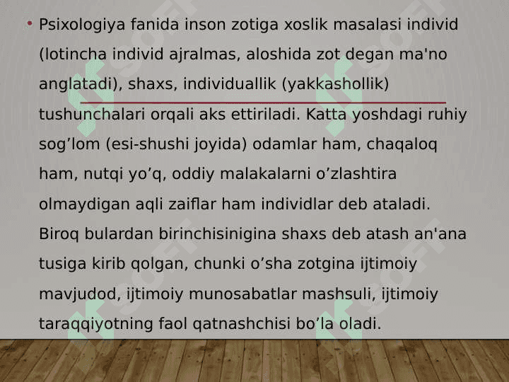 shaxsning evolutsion jihatdan rivojlanishi 5