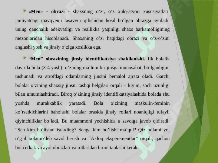 Shaxsni baholash. Shaxsni tadqiq etish 8