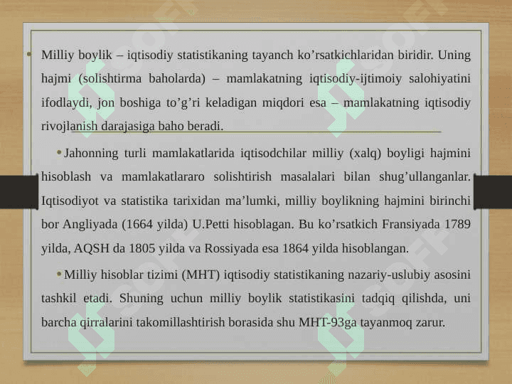 Milliy boylik statistikasi 2