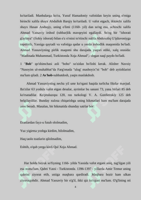 Ahmad Yassaviyning “ Devoni hikmat" kurs ishi 6