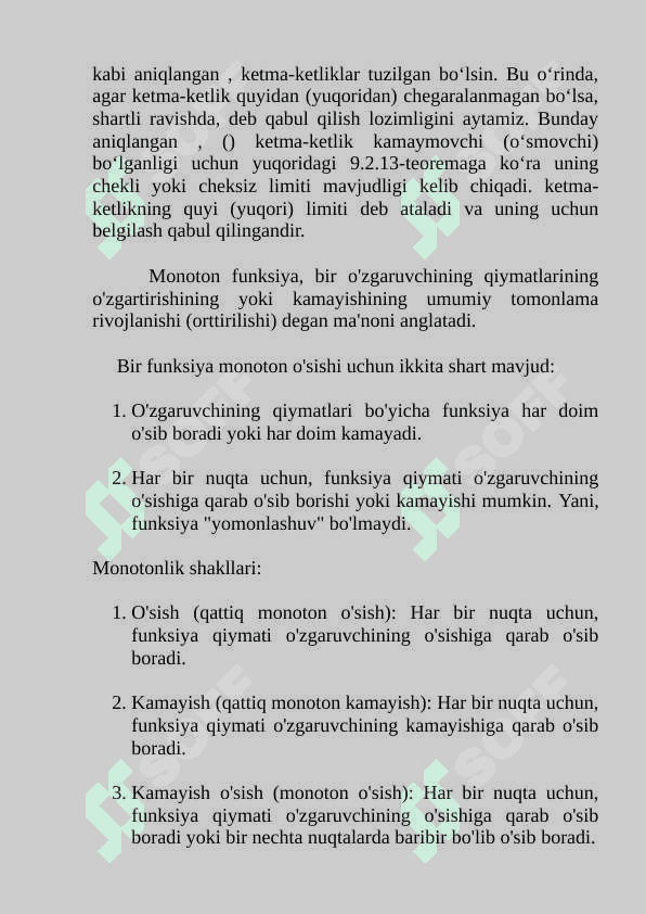 Monoton funksiyalar va ularning limiti 7