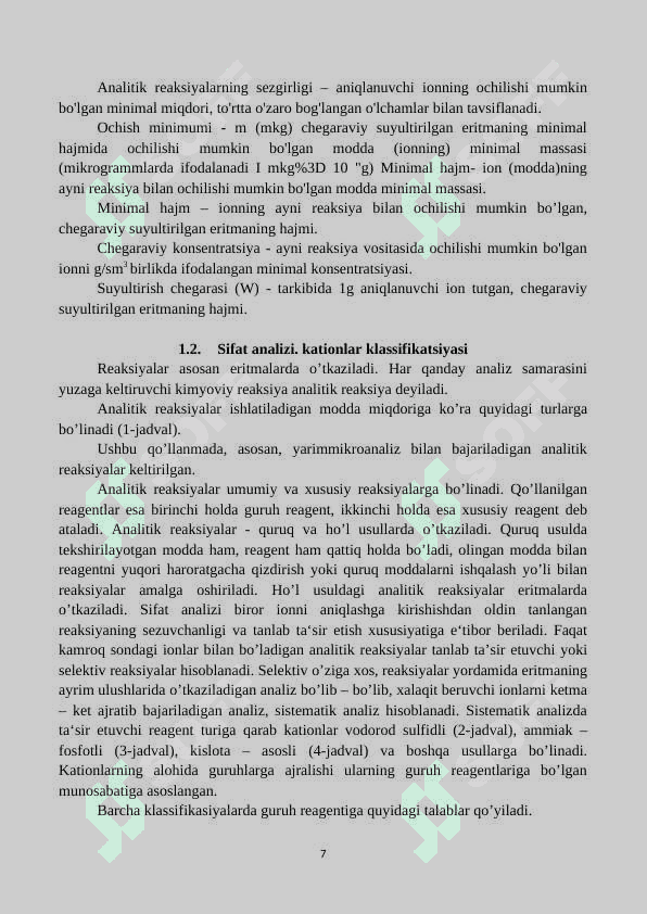 AJRATISH VA ANIQLASH (SIFAT ANALIZI) METODLARI 7