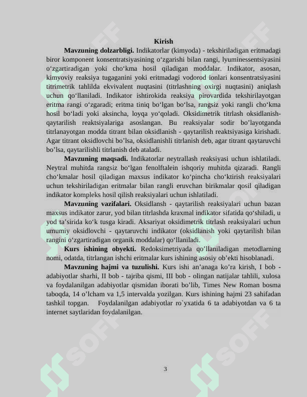 OKSIDLANISH – QAYTARILISH REAKSIYALARIDA ISHLATILADIGAN INDIKATORLAR VA INDIKATOR XATOLIKLARINI ANIQLASH 3