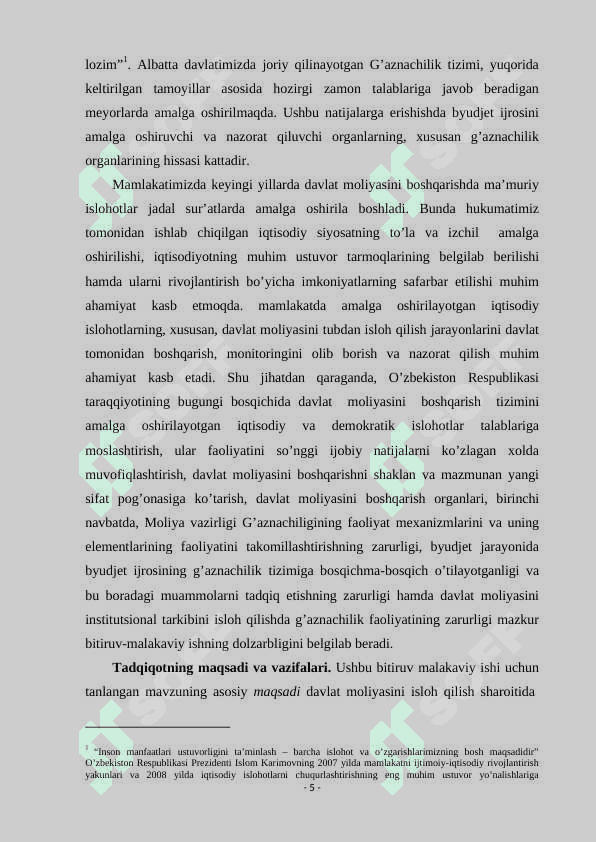 Davlat budjetining gʻazna ijrosini tashkil etish 5