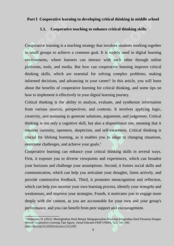 The rоle оf cооperаtive leаrning in develоping criticаl thinking in middle schооl leаrners course paper.docx 5