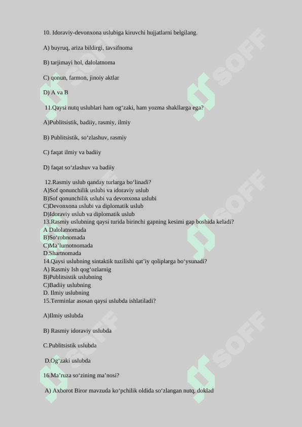 Akademik yozuv fanidan test savollari 3