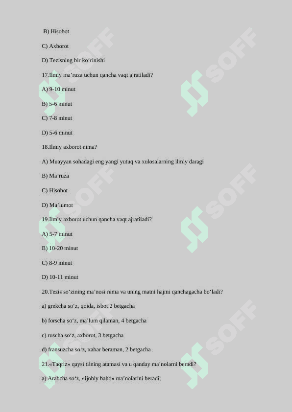 Akademik yozuv fanidan test savollari 4