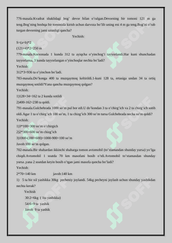MIQDORLARGA  OID MASALALAR YECHISH 6