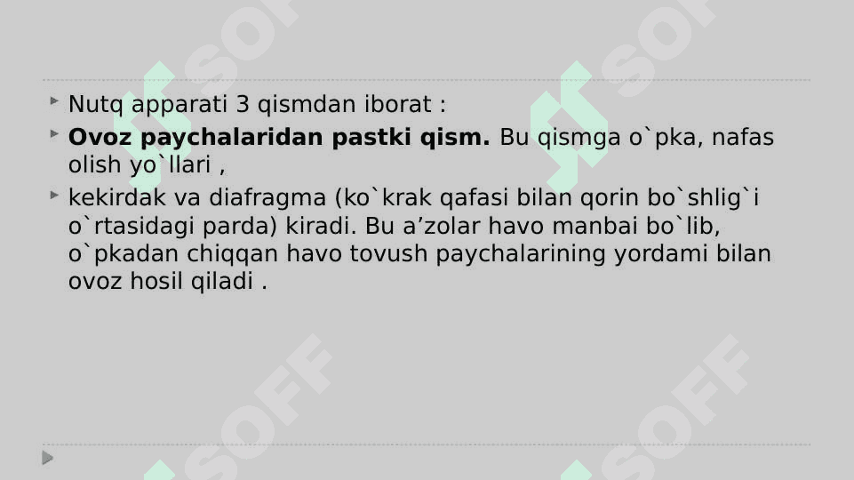 NUTQ AZOLARI, NUTQ APARATI 4
