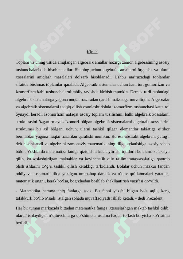 Binar algebraik amallar turlari xossalari. Yarim guruppalar 2
