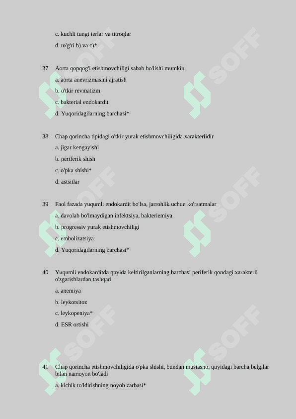 Kardioxirurgiyadan testlar to‘plami - 450 TA 8