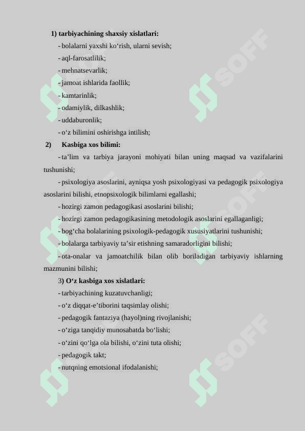 Pedagoglik kasbiga qo’yiladigan talablar. 6