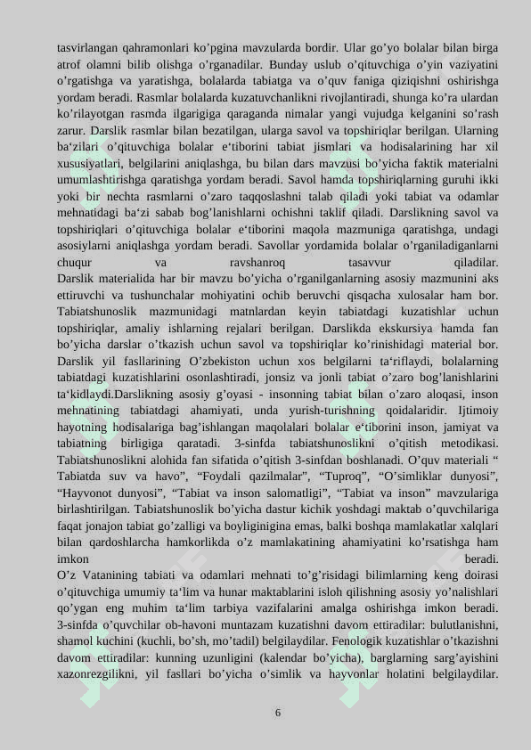 Tabiiy fan darsligi asosida “Ob havo” mavzusini o’rgatish metodikasi 6