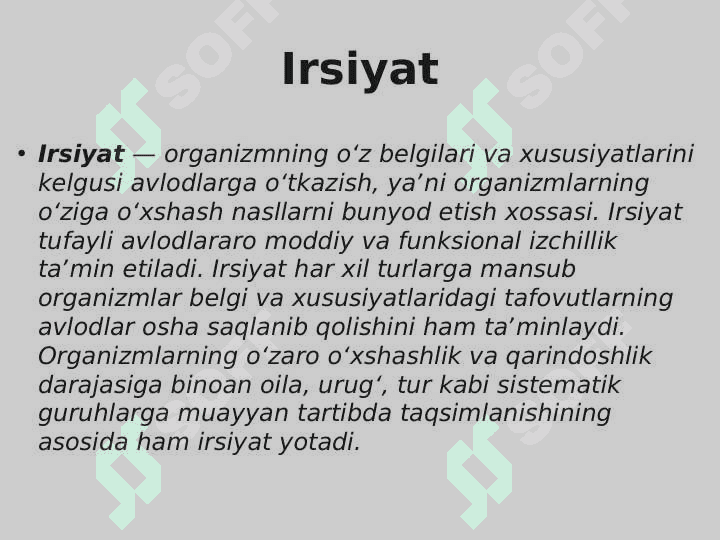Irsiyatning molekulyar asoslari 3