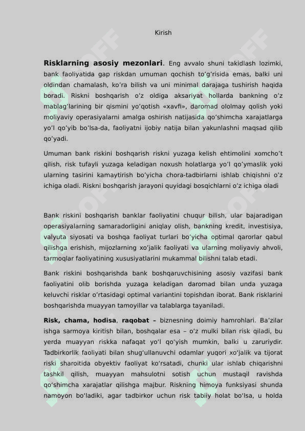 Risklarni boshqarishda sug’urtalash. 2