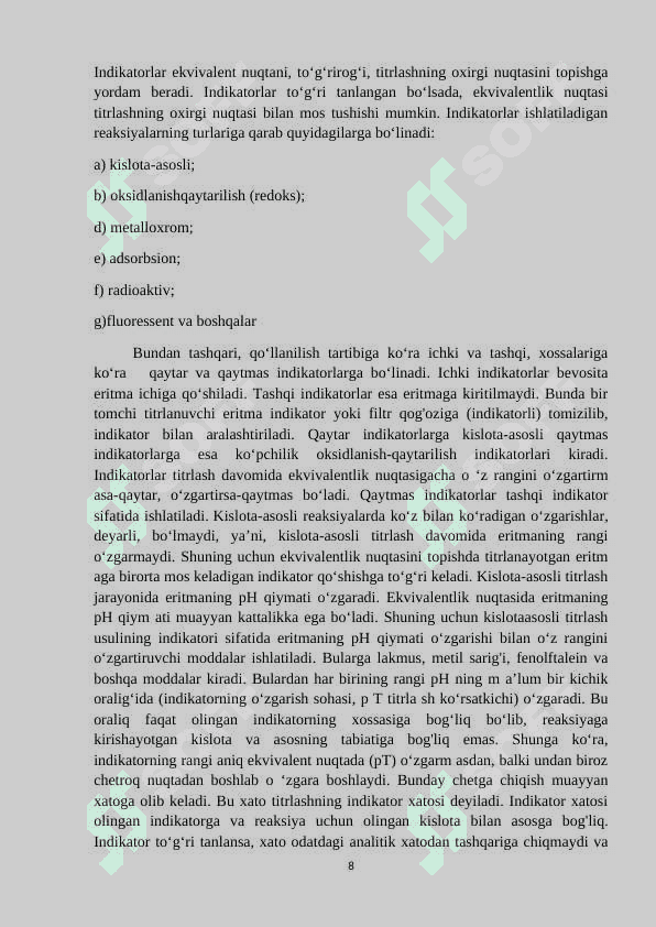 Indikatorlar turlari 8