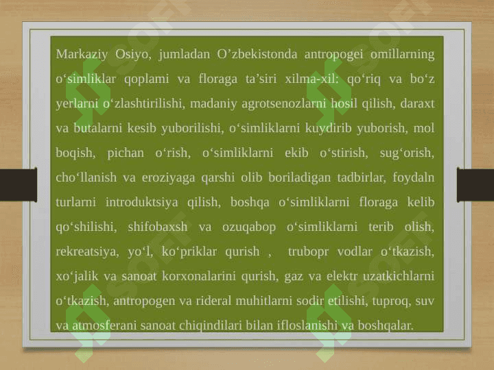 Antropogen omillarni o’simlik dunyosiga ta’sirini baholash 2