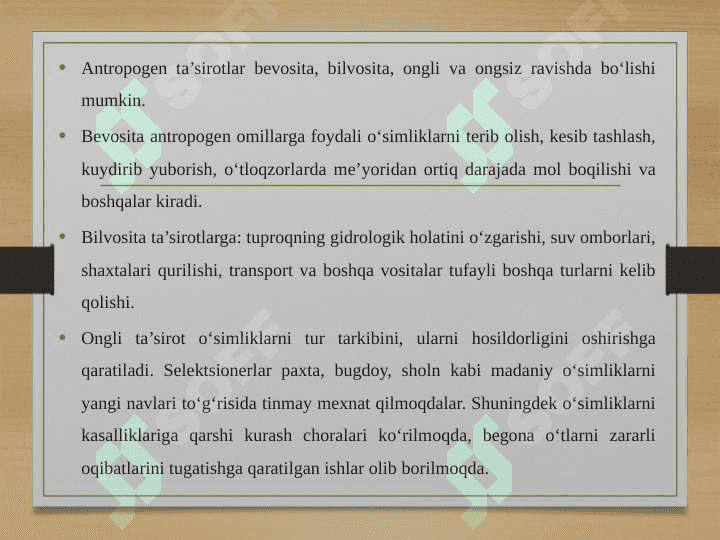 Antropogen omillarni o’simlik dunyosiga ta’sirini baholash 3