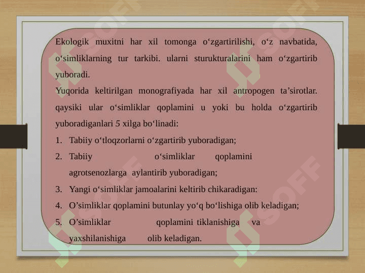Antropogen omillarni o’simlik dunyosiga ta’sirini baholash 4