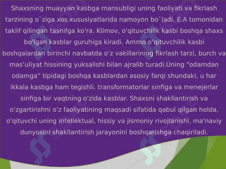 O'qituvchilik kasbining insonparvarlik yo'nalishi 2