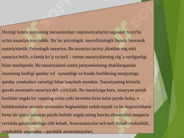 Xotira tushunchasi va uning mexanizmlari 3