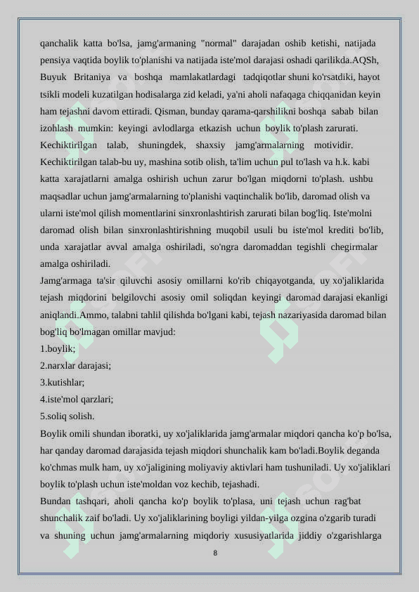 Iqtisodiy jamg’arish mohiyati va manbalari 8