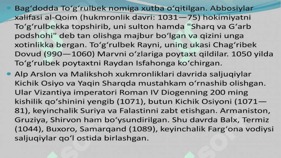 Saljuqiylar shajarasi 2