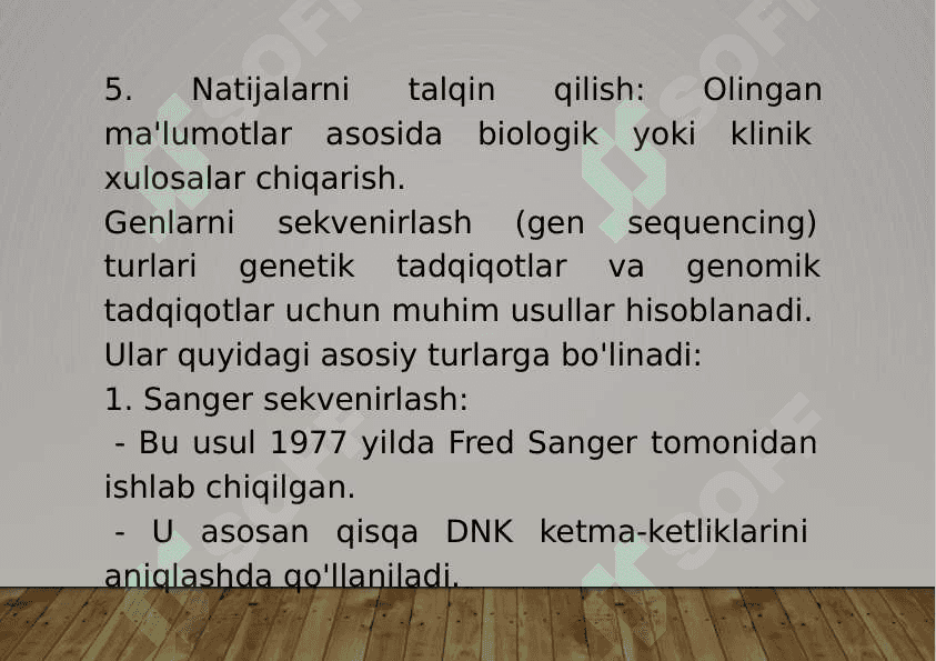 14-Mavzu: Gen va genomlarni sekvenirlash. 6