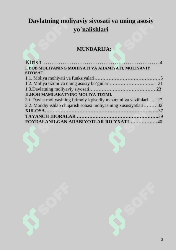 Davlatning moliyaviy siyosati va uning asosiy yo`nalishlari 2