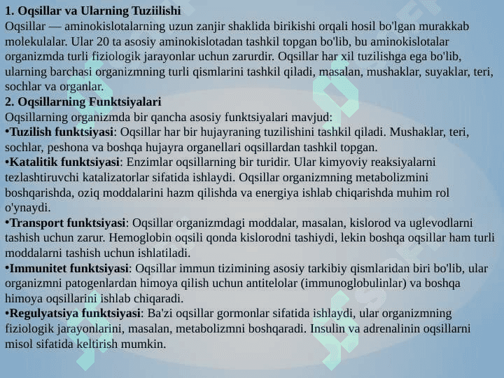 Oqsillarning ovqatlanishdagi ahamiyati 3