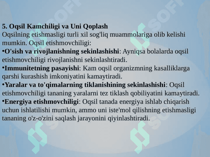Oqsillarning ovqatlanishdagi ahamiyati 6
