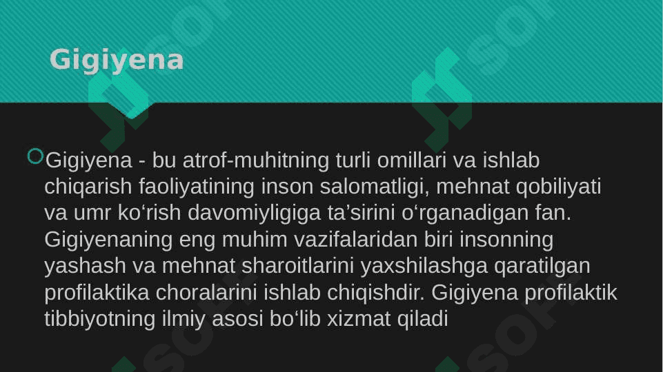 Gigiyenaning rivojlanish tarixi 6