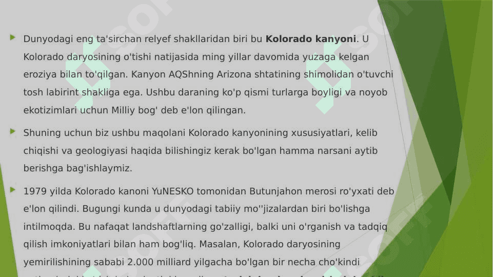 Kolorado kanyoni va uning geologik tarixi 2