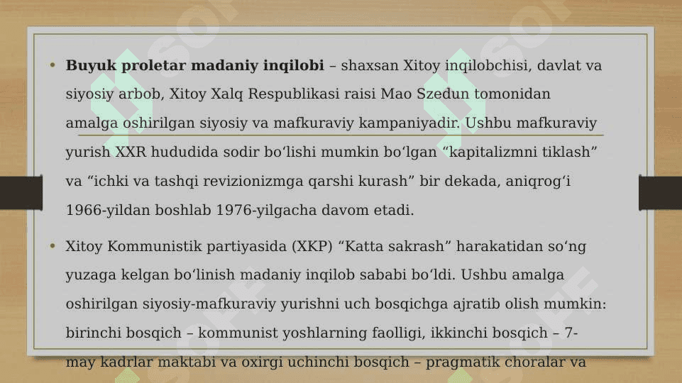 "Katta sakrash" siyosati va "Madaniy inqilob" davrida Xitoy 2